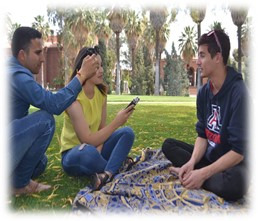 Tunisian students interviewing fellow student