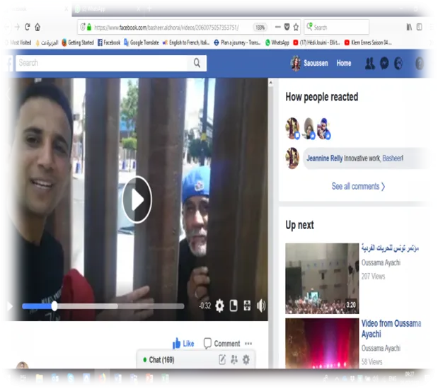 screenshot of Facebook page of interview video