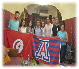 students holding UA and Tunisia flag in Tunis
